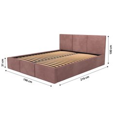 Łóżko tapicerowane do sypialni 180x200x100 cm podwójne z pojemnikiem modne brudny róż  - Miniaturka zdjęcia nr 16