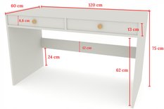 Toaletka biurko MONODIS 120x75x60 cm do sypialni biała front dąb craft  - Miniaturka zdjęcia nr 5