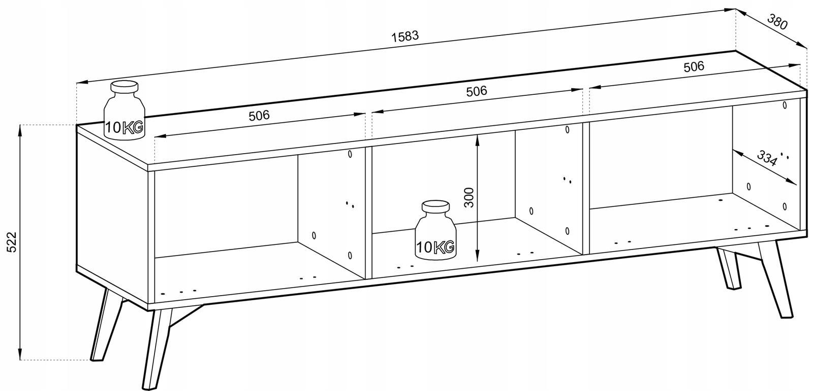 Szafka RTV 158x52x38 cm beż piaskowy/ jodełka system FOREST na drewnianych nóżkach do salonu  nr. 9