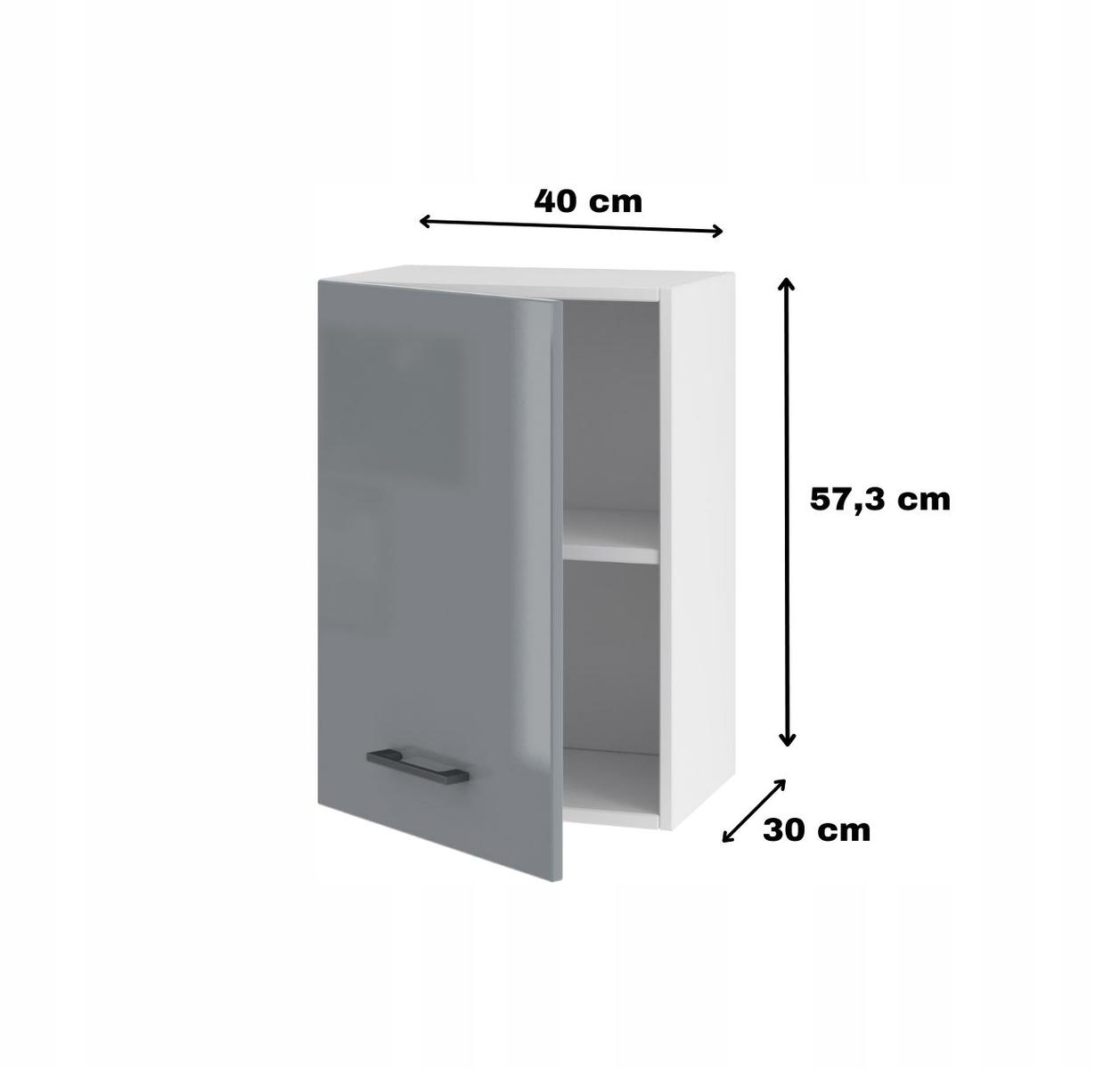 Szafka kuchenna wisząca 40x57x30 cm górna szary akryl połysk do zestawów  nr. 2