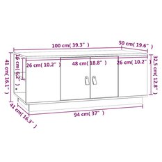 Stolik kawowy  100x50x41 cm z półkami i drzwiczkami lite drewno sosnowe miodowy brąz do salonu - Miniaturka zdjęcia nr 10