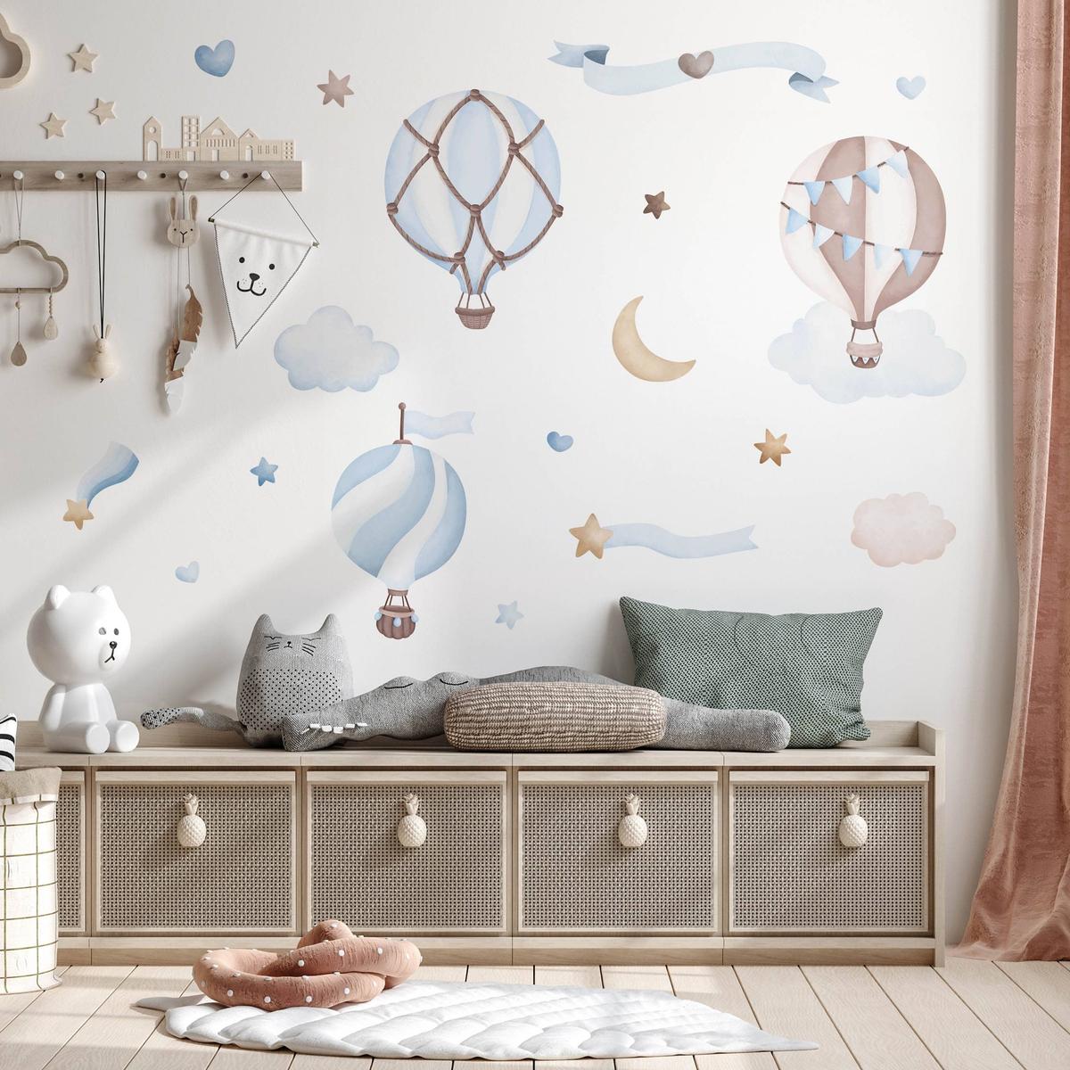 Naklejki Dla Dzieci Balony Chmurki 60x30 Gwiazdy Serca ZESTAW nr. 4