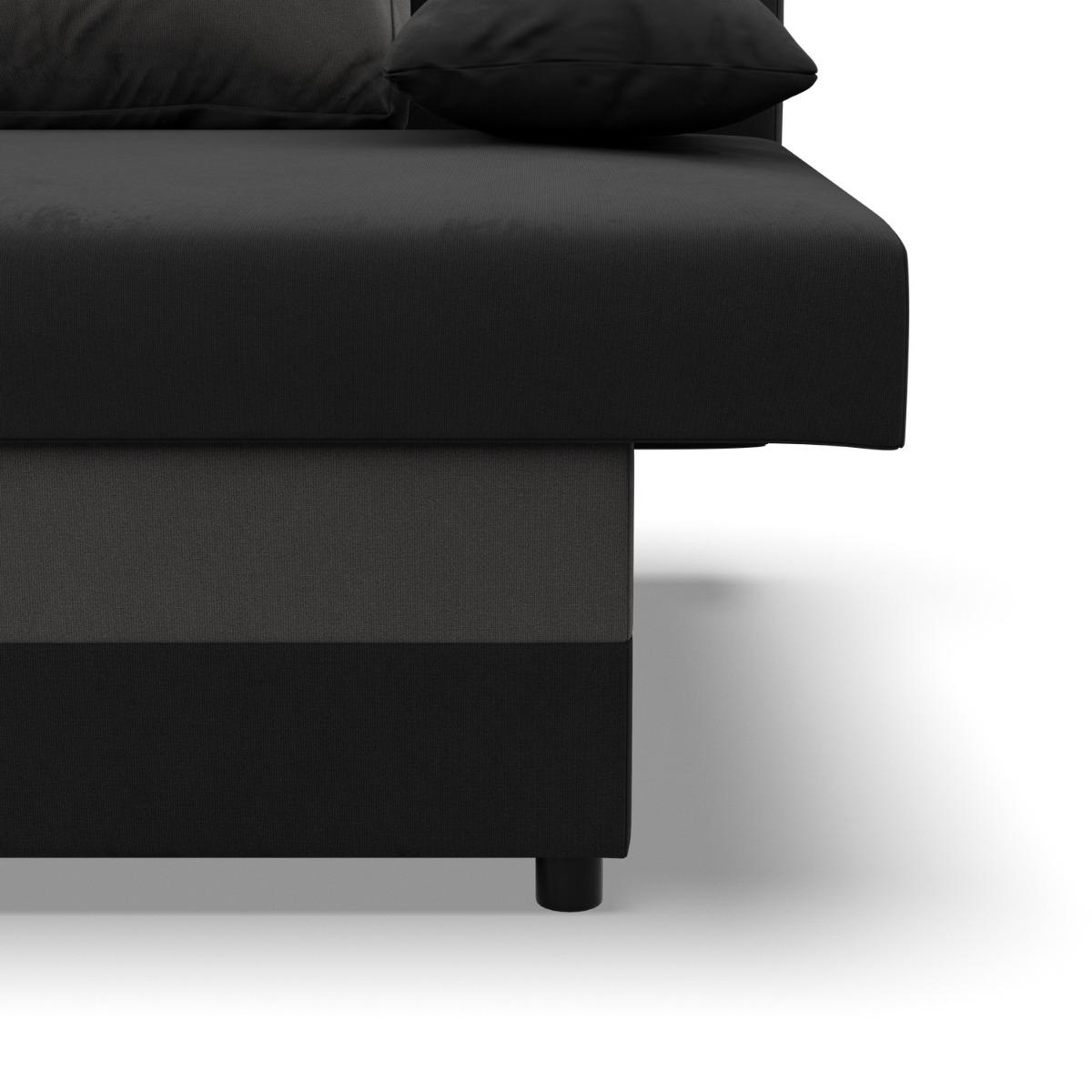 Kanapa 3-osobowa NOLA 191x92x91 cm wygodna sofa rozkładana z pojemnikiem do pokoju do salonu czarna szara nr. 6