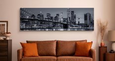 Obraz Panoramiczny NOWY YORK Nocą Brooklyn Bridge Miasto 145x45cm - Miniaturka zdjęcia nr 4