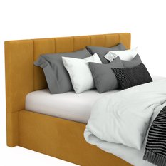 Łóżko tapicerowane 140x200 premium z pojemnikiem do sypialni żółte wezgłowie 107 cm - Miniaturka zdjęcia nr 10