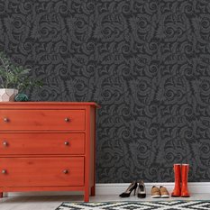 Tapeta do Salonu Wzór Szare LIŚCIE Kwiaty Ozdoba  - Miniaturka zdjęcia nr 5