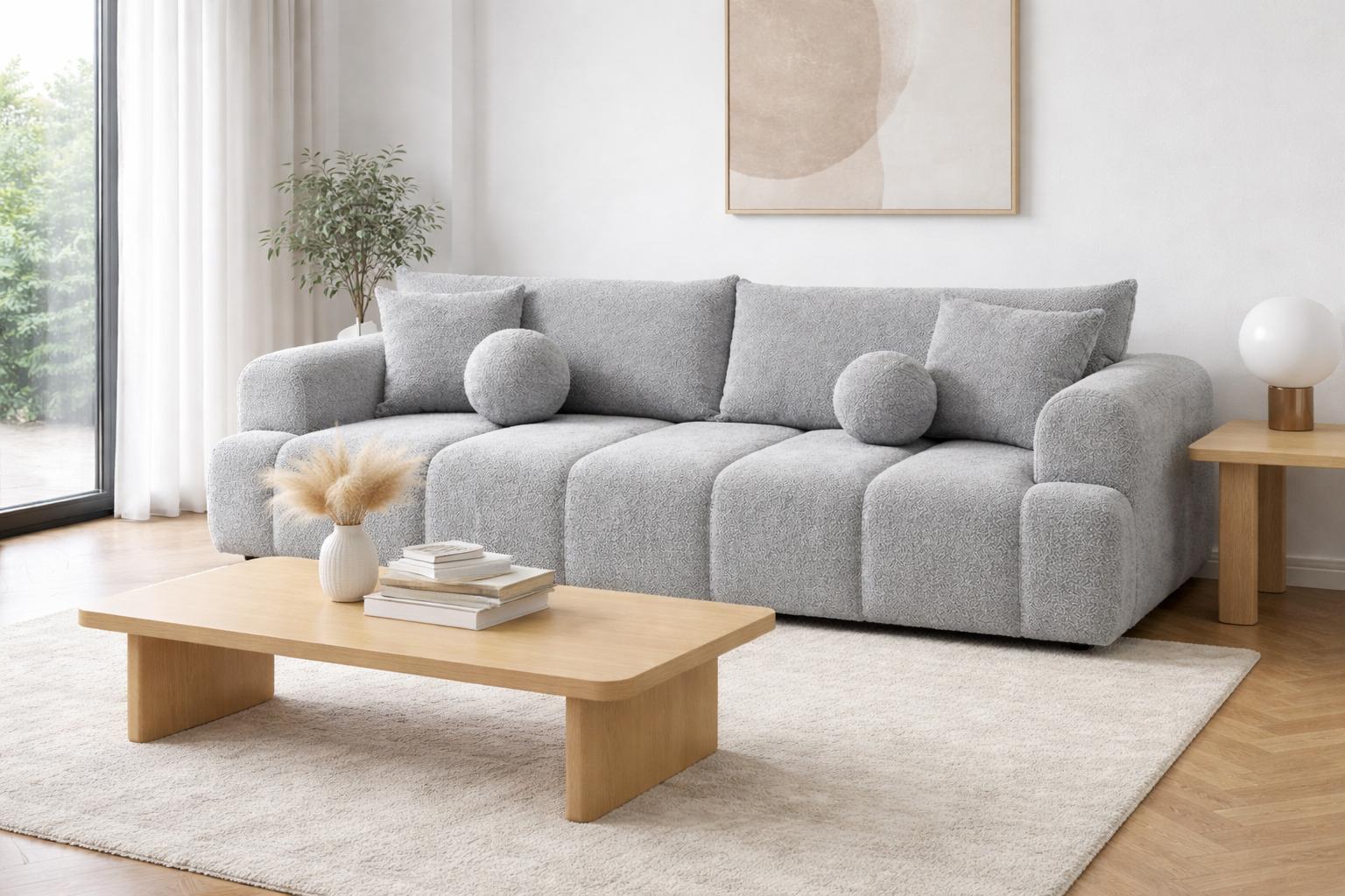 Kanapa rozkładana trzyosobowa Mediolan 250x112x90 cm LOOP sofa z funkcją spania szara nr. 2