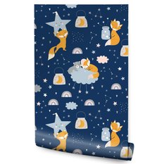 Tapeta Dla Dzieci Liski KOSMOS Chmurki Gwiazdki  - Miniaturka zdjęcia nr 1
