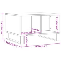 Stolik kawowy 60x50x36,5 cm z dwoma przestronnymi przegrodami szarość betonu do salonu - Miniaturka zdjęcia nr 9