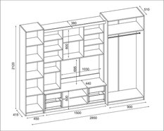 Meblościanka z szafą EDEN 285x212x53 cm zestaw mebli do salonu barek witryna RTV Wiśnia porto MDF  - Miniaturka zdjęcia nr 2