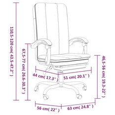 Fotel obrotowy 63x56x120 cm rozkładany z regulacją wysokości czarny sztuczna skóra krzesło do biura lub pokoju czy gabinetu - Miniaturka zdjęcia nr 11