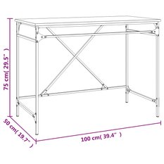 Biurko 100x50x75 cm z żelazną ramą industrialne czarne do biura lub gabinetu - Miniaturka zdjęcia nr 9