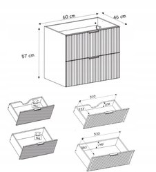 Szafka łazienkowa FLOW 60 cm z umywalką z nogami metalowymi kaszmir - Miniaturka zdjęcia nr 15