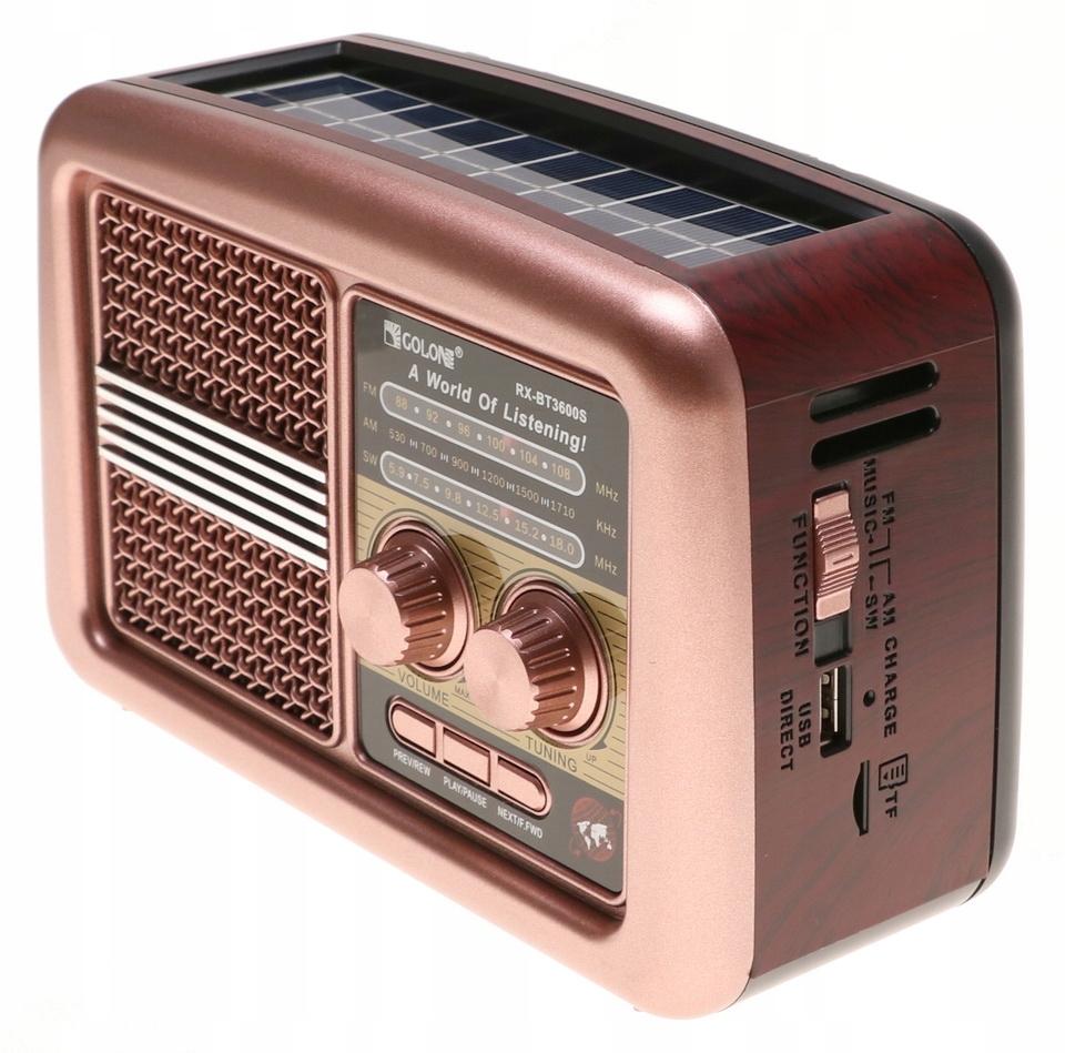 Radio przenośne 20 x 8,5 x 13 cm RETRO z funkcją bluetooth   USB z latarką  ładowany solarnie nr. 3