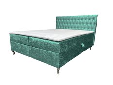 Łóżko GLACIO 160x200 cm z funkcją przechowywania i materacem do sypialni turkusowe