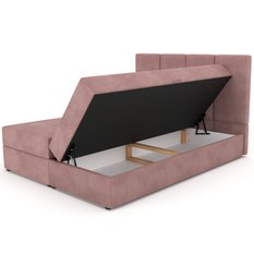 Łóżko kontynentalne 160x200x113 cm tapicerowane podwójne z materacem różowe - Miniaturka zdjęcia nr 11