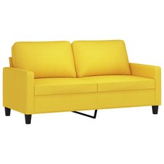 Sofa 158x77x80 cm 2-osobowa wygodna tapicerowana tkaniną jasnożółta do salonu - Miniaturka zdjęcia nr 2