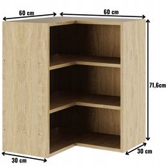 Korpus szafka kuchenna górna narożna 60x72x30 cm z akcesoriami dąb kamienny  - Miniaturka zdjęcia nr 2