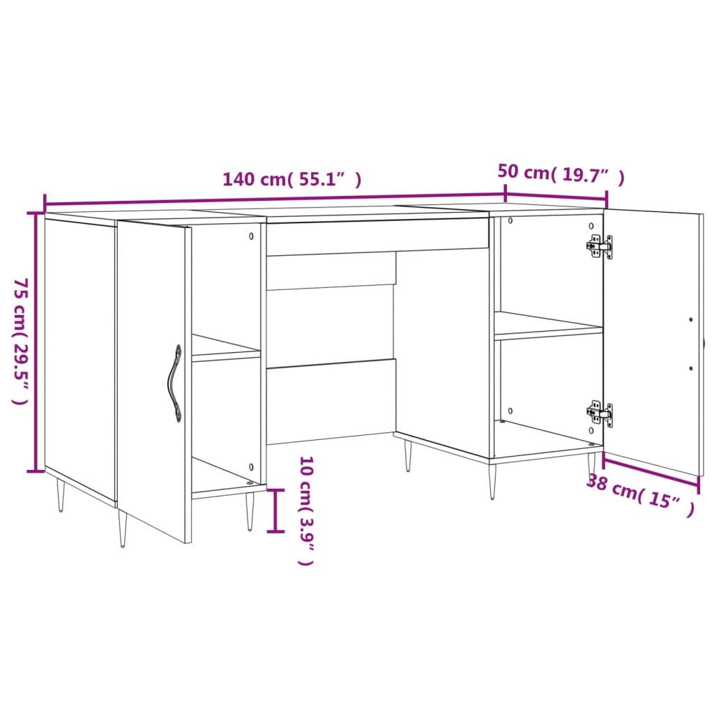 Biurko 140x50x75cm z szafkami i przegrodami szary dąb sonoma do biura lub gabinetu salonu czy pokoju nr. 12