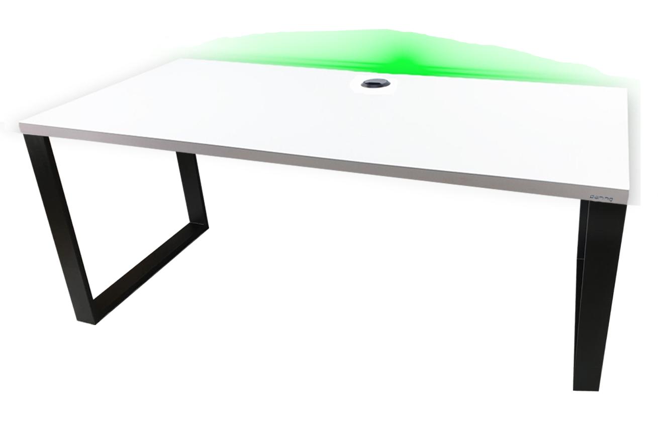 Biurko gamingowe model 2 Low 120x60x1.8 cm białe loftowe led przepust do pokoju gracza nr. 3