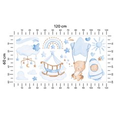 Naklejki Na Ścianę Dla Dzieci Misie Niebieskie 120x60 Boho ZESTAW - Miniaturka zdjęcia nr 2