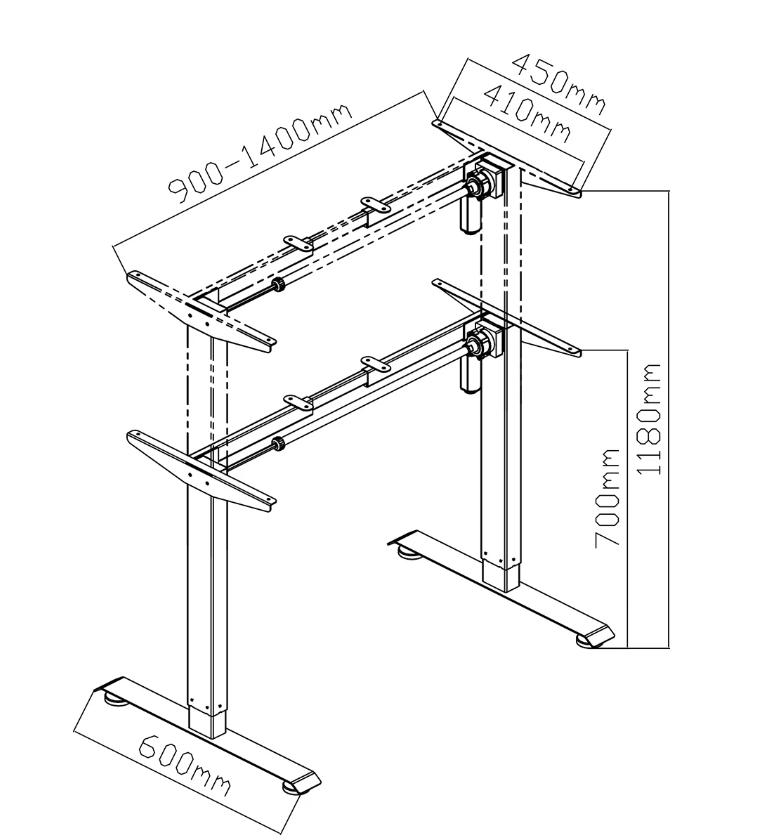 Biurko gamingowe model 0 Low elektryczne regulowane nogi LOW 160x80x70-118 cm czarne nr. 3