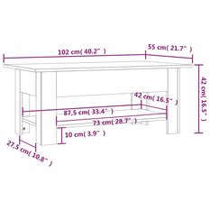 Stolik kawowy 102x55x42 cm z dolną półką brązowy dąb do salonu - Miniaturka zdjęcia nr 7