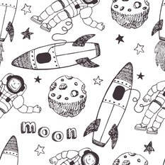 Tapeta Do Pokoju Dzieci KOSMONAUCI Planety Rakiety  - Miniaturka zdjęcia nr 7