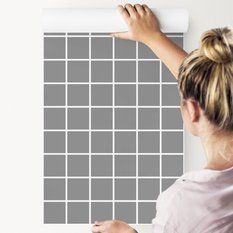 Tapeta Minimalistyczna Szara-Biała KRATA Dekoracja 53x1000  - Miniaturka zdjęcia nr 5