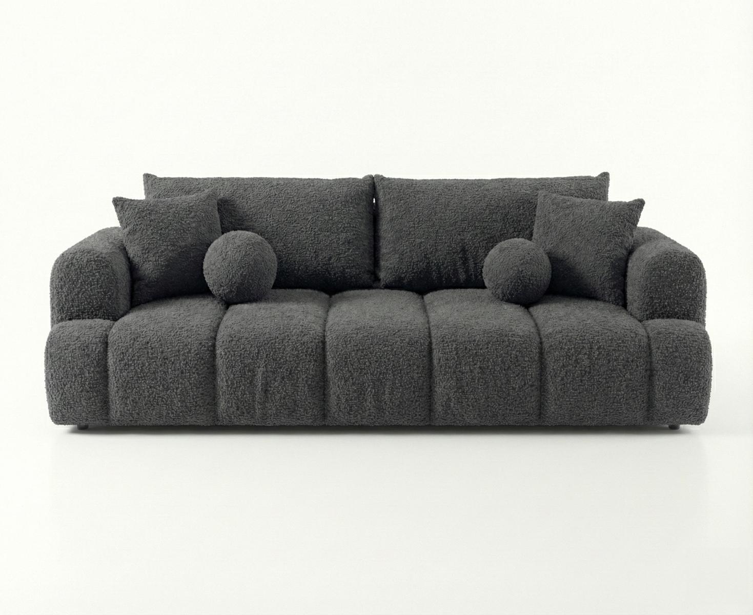 Kanapa z funkcją spania Mediolan 250x112x90 cm rozkładana trzyosobowa sofa tkanina LOOP ciemnoszara nr. 5