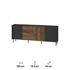 Komoda Prestigo 200 cm do salonu orzech czarny mat - Miniaturka zdjęcia nr 5