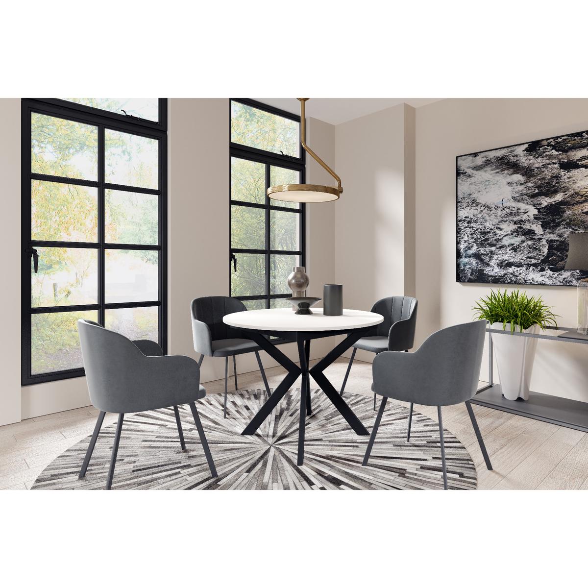 Stół rozkładany 100 cm okrągły Alberto arctic white do jadalni nr. 3