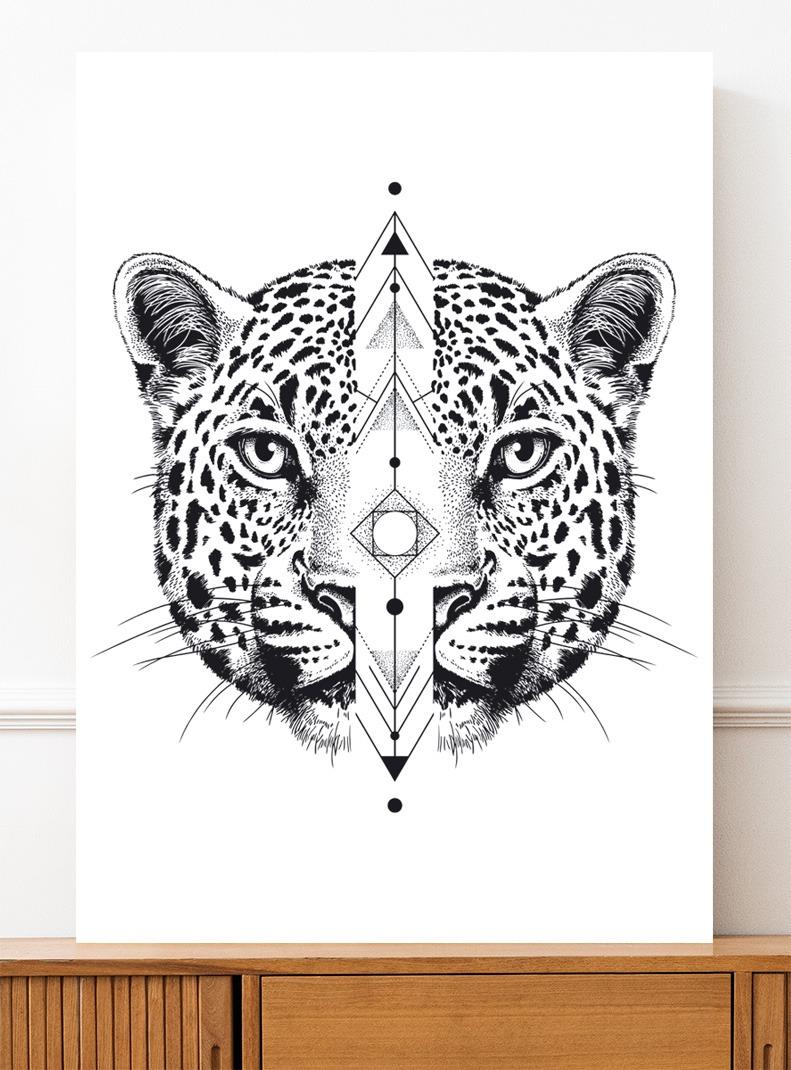 Plakat kot gepard geometria 40x50 cm dekoracja ścienna bez ram  nr. 2