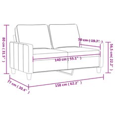 Sofa 158x77x80 cm 2-osobowa wygodna tapicerowana tkaniną ciemnoszara do salonu - Miniaturka zdjęcia nr 8