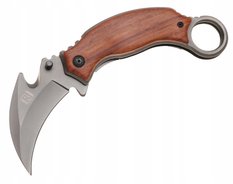 Nóż myśliwski 17 cm / 6 cm scyzoryk karambit składany turystyczny survivalowy brązowy - Miniaturka zdjęcia nr 1