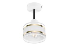 Lampa sufitowa 15 x 15 x 26 cm jednopunktowy spot gwint E27 biała z białym abażuremdo salonu - Miniaturka zdjęcia nr 1