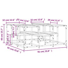 Stolik kawowy 91x91x40 cm z przestronnymi półkami szary dąb sonoma do salonu - Miniaturka zdjęcia nr 10