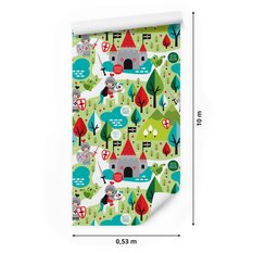 Tapeta bajkowa dla dzieci, rycerze, smoki, drzewa  - Miniaturka zdjęcia nr 2