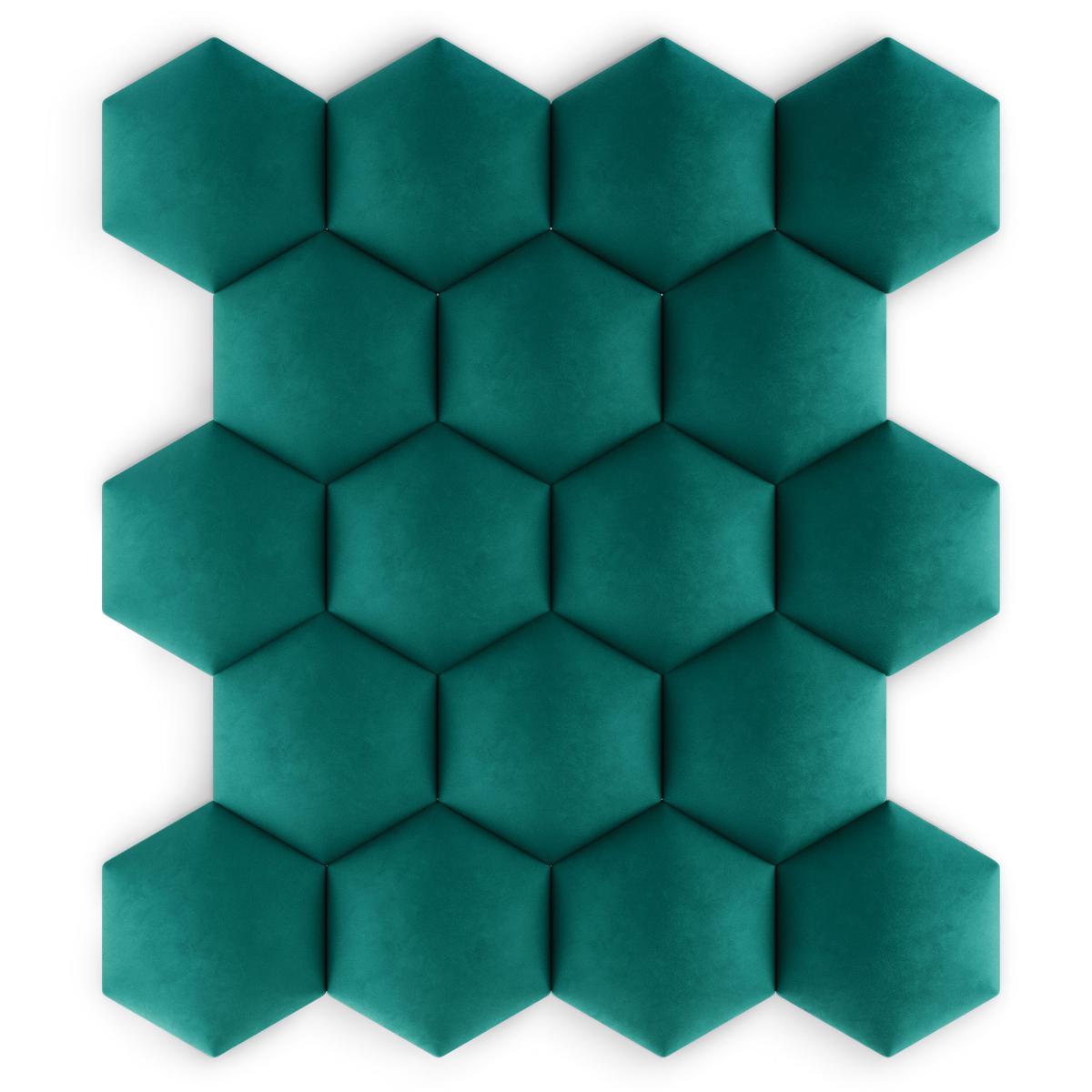 Panele tapicerowane 35x40 cm hexagon magic velvet turkusowy nr. 7