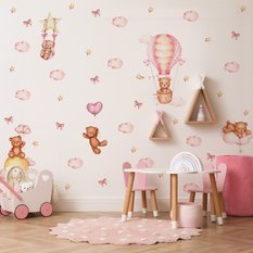 Naklejki Dla Dzieci Misie Różowe Chmurki Gwiazdy 120x60 Kokardki ZESTAW - Miniaturka zdjęcia nr 4