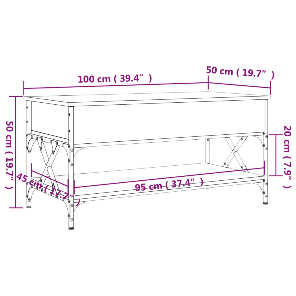 Stolik kawowy 100x50x500 cm z ukrytym schowkiem pod rozkładanym blatem przydymiony dąb do salonu nr. 11