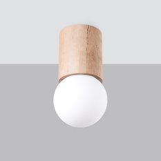 Plafon BOOMO 8 23x12x12 cm naturalne drewno biała kula G9 lampa sufitowa - Miniaturka zdjęcia nr 2