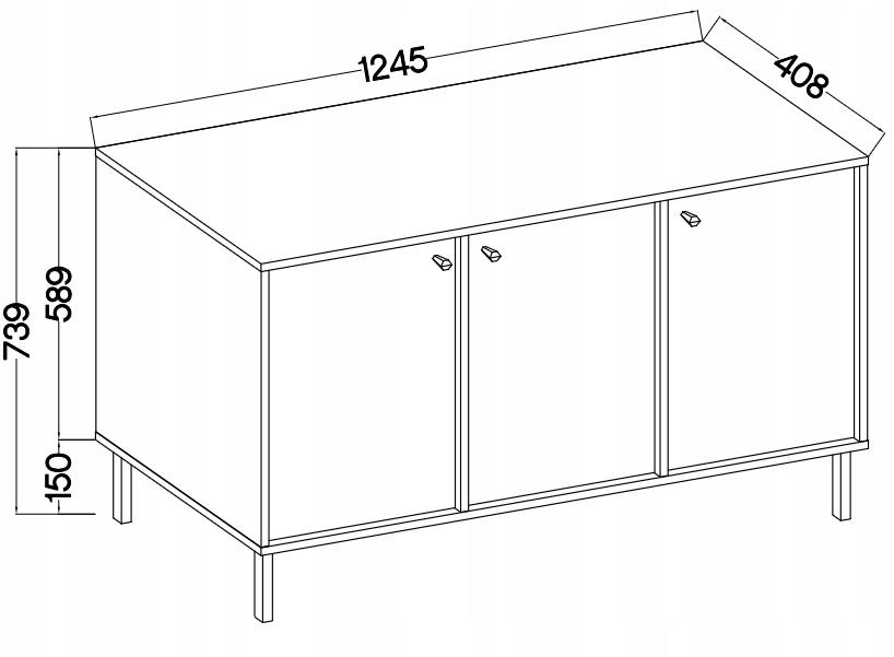 Komoda AVILA 125 cm szeroka z drzwiami pojemna metalowe złote nogi czarny mat  nr. 4