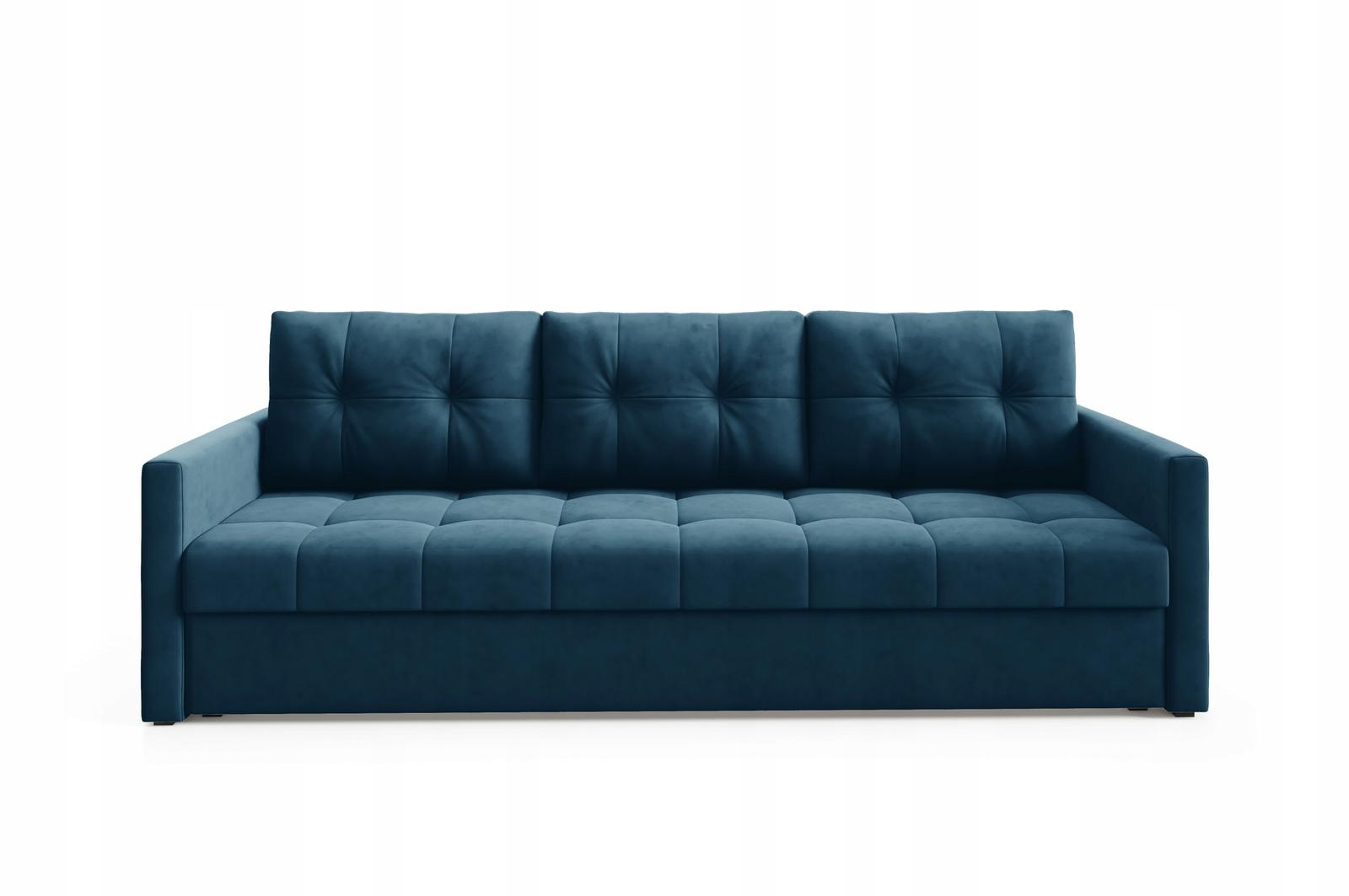 Kanapa IVIO 230x87x86 cm sofa z funkcją spania rozkładana velvet welur niebieska do salonu nr. 4