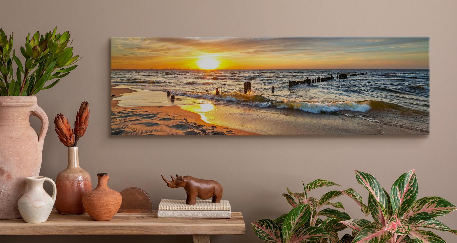 Obraz Panoramiczny MORZE Bałtyckie Plaża Zachód Słońca Pejzaż 145x45cm nr. 4