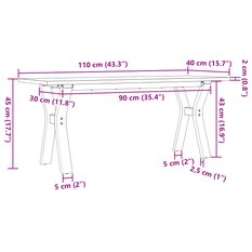 Stolik kawowy 110x40x45 cm z nogami w kształcie litery Y z blatem z drewna sosnowego do salonu - Miniaturka zdjęcia nr 10