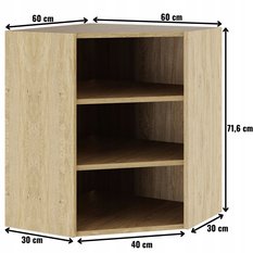 Korpus szafka kuchenna górna narożna 60x72x30 cm z akcesoriami dąb kamienny - Miniaturka zdjęcia nr 2