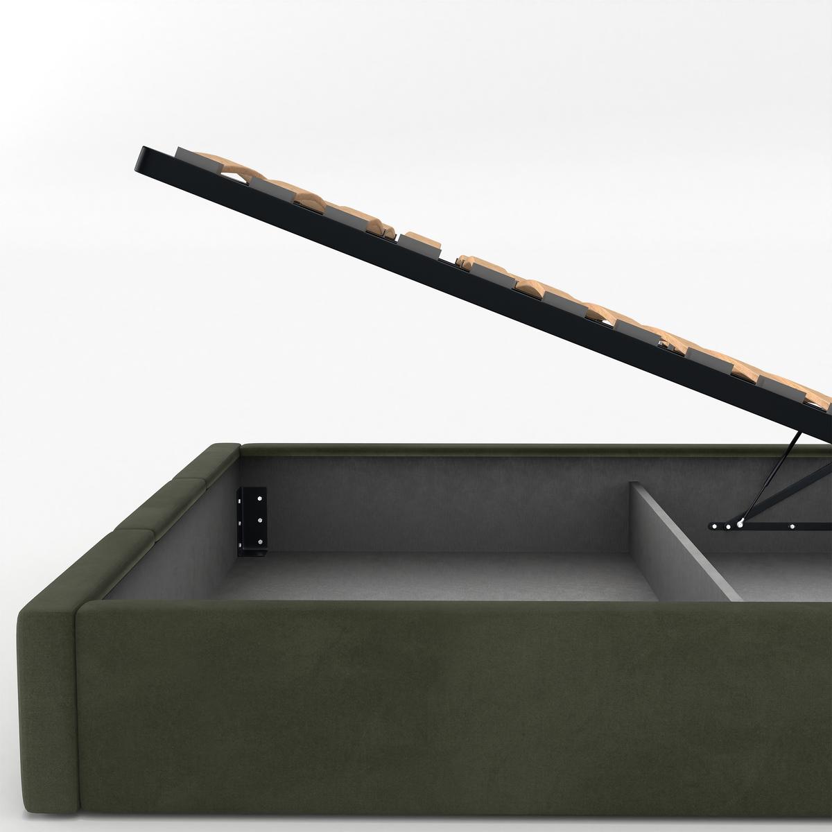 Łóżko Pojedyncze 90x200cm łóżko tapicerowane z pojemnikiem khaki do sypialni wezgłowie 88 cm nr. 10