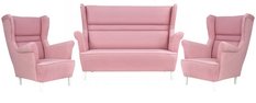Zestaw wypoczynkowy ZOJA sofa + 2 fotele jasny róż do salonu 