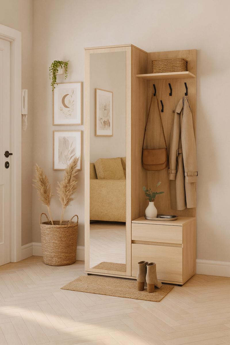 Garderoba do przedpokoju DUO 180x95x35 cm z lustrem wieszakami szafka na buty dąb sonoma  nr. 3